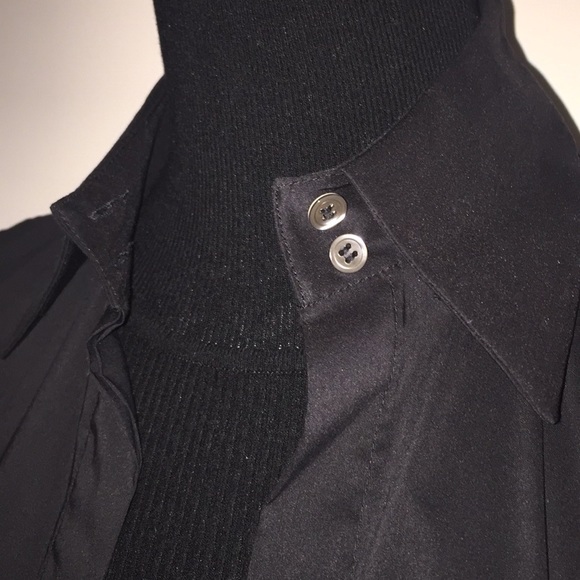 New BCBG Woven Cotton Black Down Button Top Sz XS - Picture 4 of 12